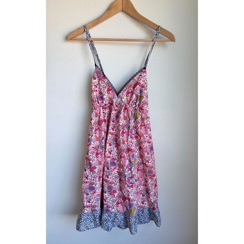LIBERTY OF LONDON Target Vtg Y2K Pink Paisley Babydoll Cami Dress Womens Small